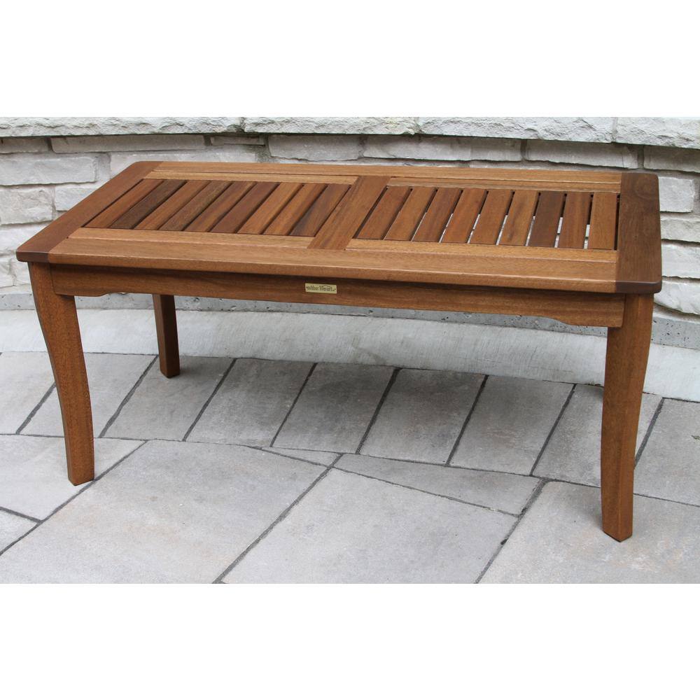 Sustainable Eucalyptus Rectangular Patio Coffee Table with Stainless Steel Accents