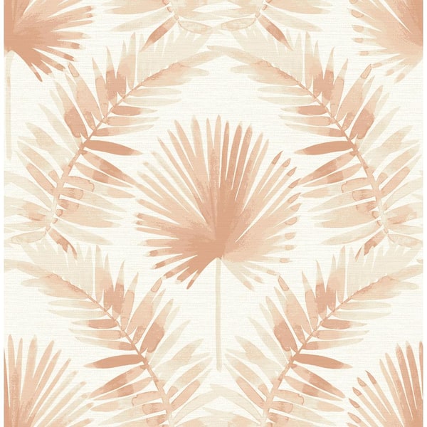 A-Street Prints Calla Rust Red Painted Palm Matte Paper Non-Pasted Wallpaper