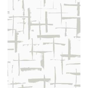 Soft Silver Incrociato Abstract Unpasted Paper Nonwoven Wallpaper Roll 57.5 sq. ft.