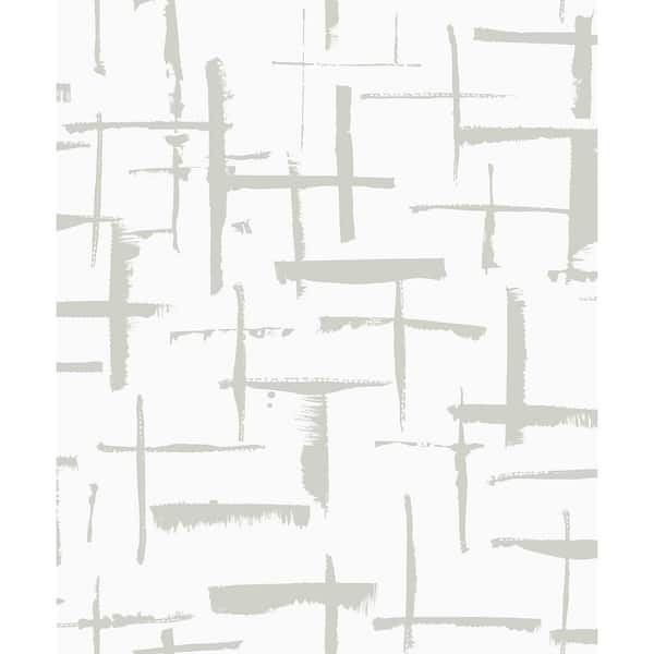 Seabrook Designs Soft Silver Incrociato Abstract Unpasted Paper Nonwoven Wallpaper Roll 57.5 sq. ft.