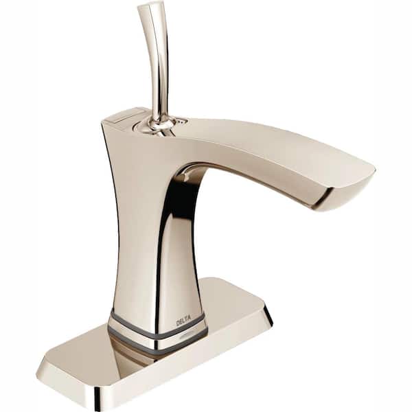 Delta Tesla Single Hole Single-Handle Bathroom Faucet with Touch2O Technology in Polished Nickel