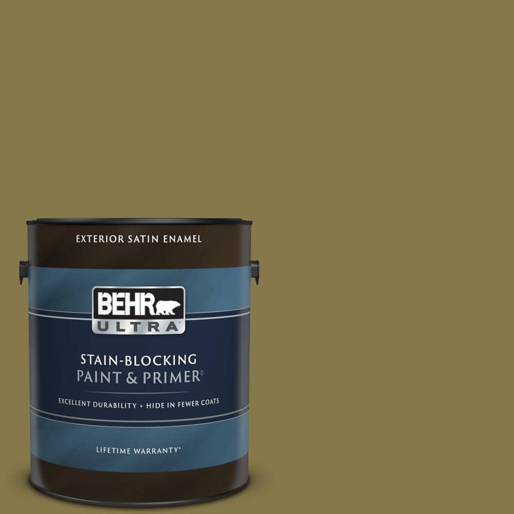 BEHR ULTRA 1 gal. M3307 Green Tea Leaf Satin Enamel Exterior Paint