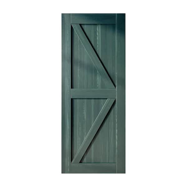 HOMACER 48 in. x 96 in. K-Frame Royal Pine Solid Natural Pine Wood Panel Interior Sliding Barn Door Slab with Frame