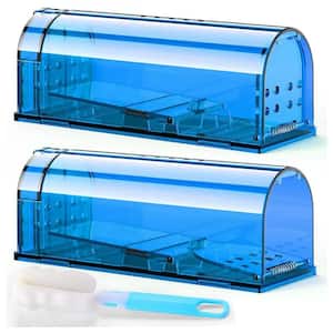 Indoor Humane Mouse Trap, Easy to Set, Quick Mouse Catcher Effective, Reusable and Safe for Families, Blue (2 Pack)