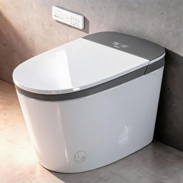 Smart Bidet Toilet 1.1/1.6GPF in White with ADA Height,MaP Flush 1000g,Foam Shield,Built in Tank,Elongated Modern Toilet
