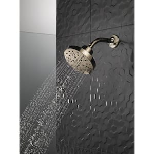 Pivotal 5-Spray Patterns 1.75 GPM 6 in. Wall Mount Fixed Shower Head with H2Okinetic in Lumicoat Polished Nickel