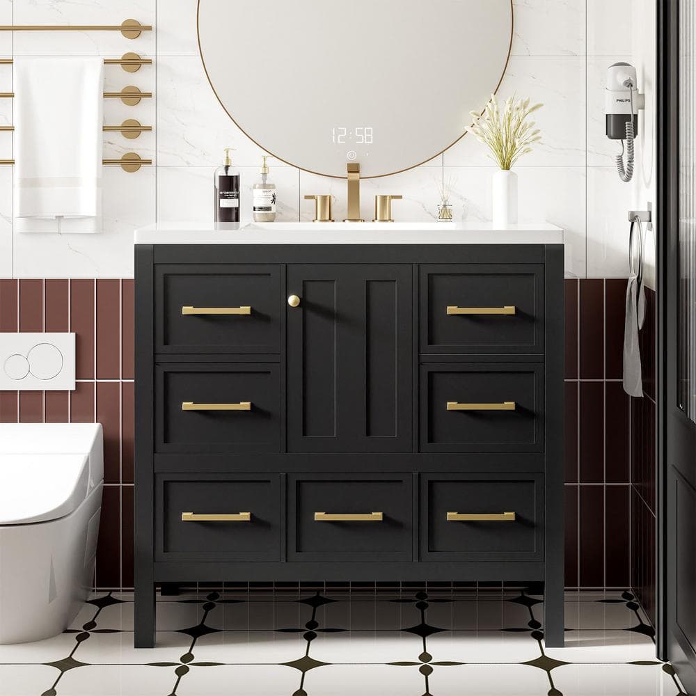 36 in. W x 18 in. D x 34 in. H Single Sink Freestanding Bath Vanity in Blac