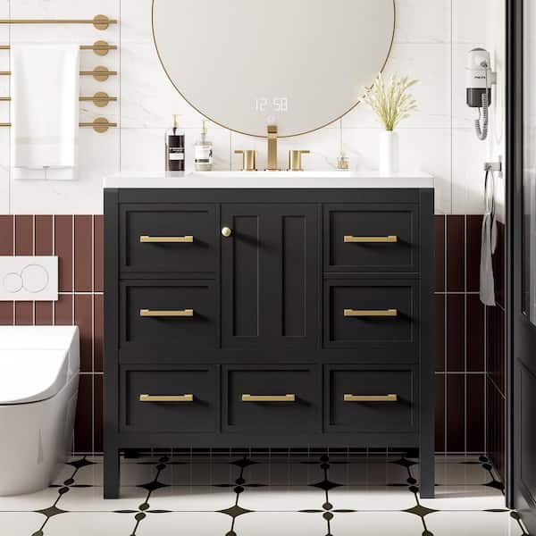 Eviva Hampton 36 in. W. x 18 in. D x 34 in. H Bathroom Vanity in Gray with White Quartz Vanity Top and White Undermount Sink