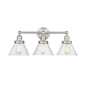 Eyden 25.875 in. 3-Light Brushed Nickel Vanity Light with Clear Seedy Glass