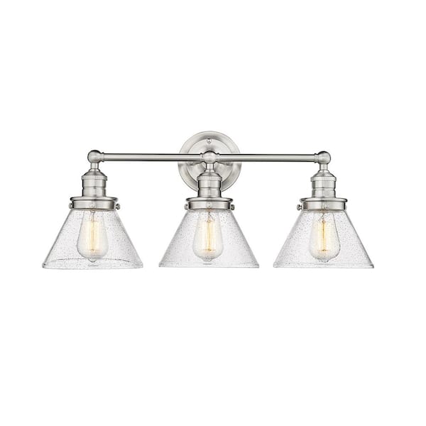 Millennium Lighting Eyden 25.875 in. 3-Light Brushed Nickel Vanity Light with Clear Seedy Glass