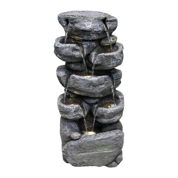 AUTMOON Outdoor Cascading Floor Water Feature Art Decor Water Fountains ...