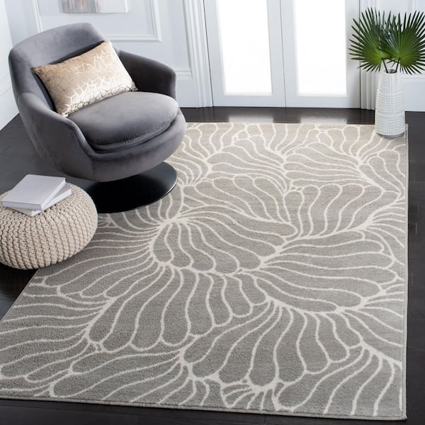 Pyramid 5 ft. x 8 ft. Gray/Ivory Oversized Floral Wavy Area Rug