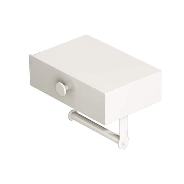YASINU Adhesive Wall Mount Toilet Paper Holder with Shelf Wipes Dispenser in White