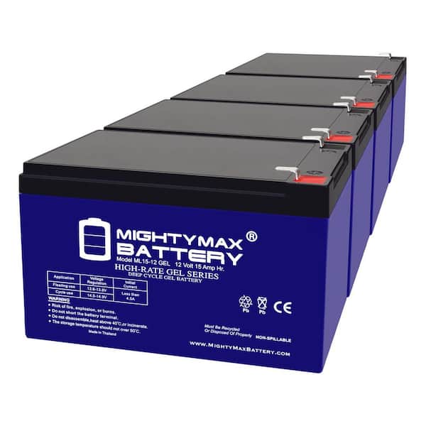 MIGHTY MAX BATTERY 12-Volt 15AH GEL F2 Replacement Battery Compatible with Streamlight Portable Scene Light - 4-Pack