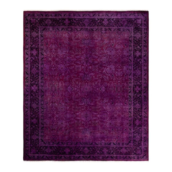 Solo Rugs Fine Vibrance Purple 8 ft. x 10 ft. Solid Wool Indoor Area Rug
