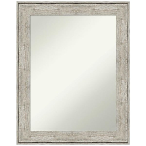 Amanti Art Crackled Metallic 23 in. H x 29 in. W Framed Non-Beveled Bathroom Vanity Mirror in Silver