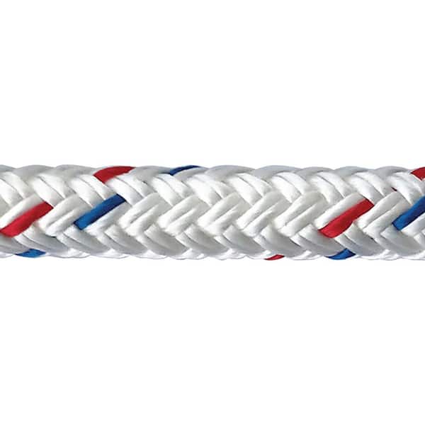 Harbormaster Anchor Line, 3/8 in. x 100 ft., White With Red & Blue Tracer