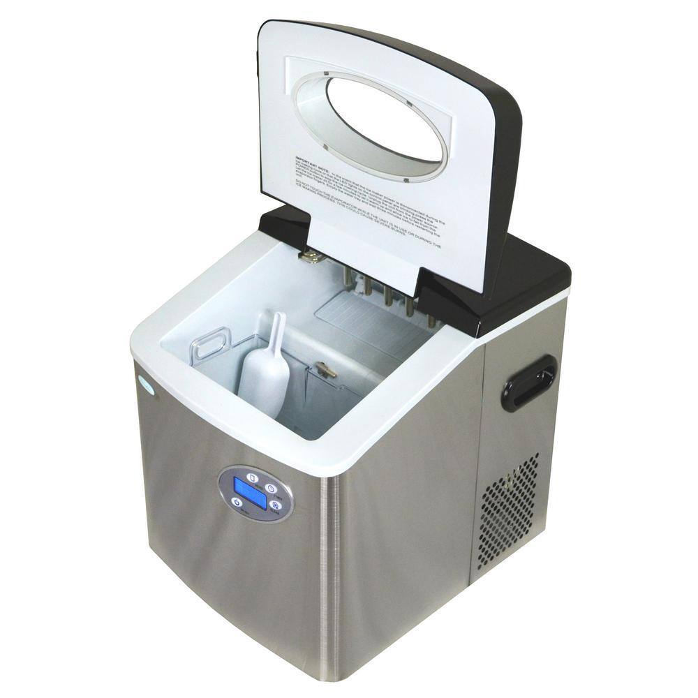 48 lb. Black Stainless Steel Freestanding Ice Maker with LED Control