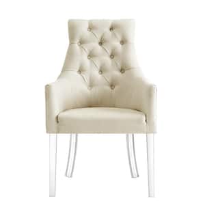 Winona Cream White Linen Acrylic Leg Dining Chair (Set of 2)