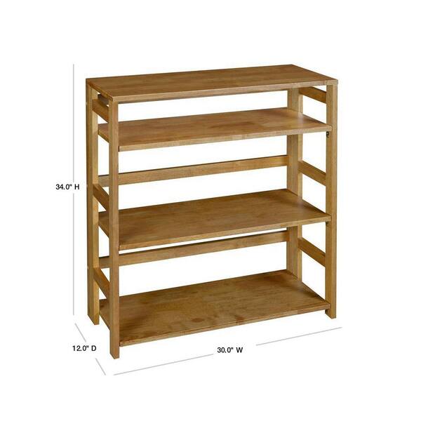 Regency 34 In Medium Oak Wood 3 Shelf, Collapsible Wood Bookcases