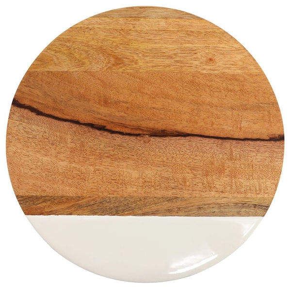 12 in. Duo Tone Round Wood Serving Board