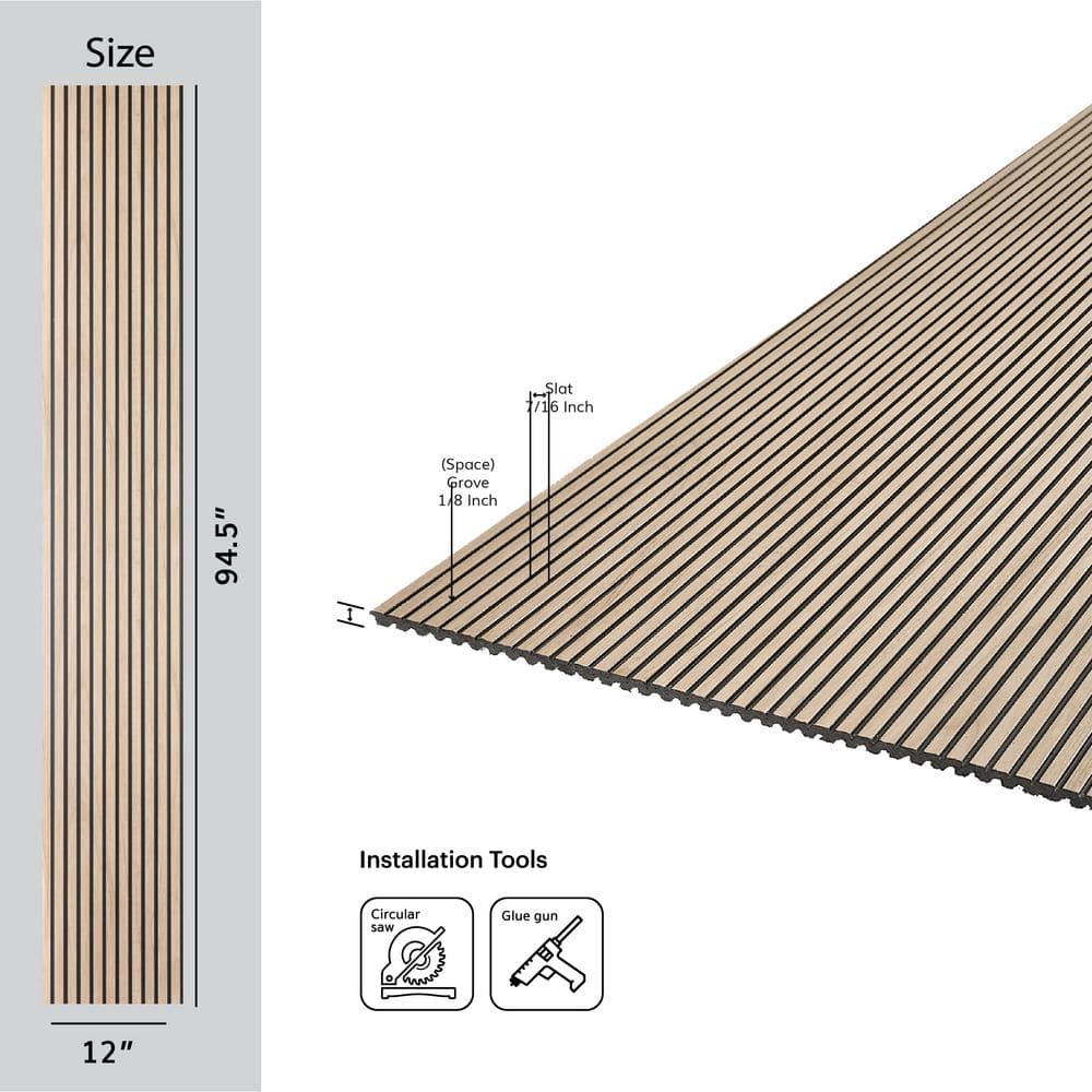 Maple 94.5" x 12" Polystyrene 3D Wood Slat Wall Panels