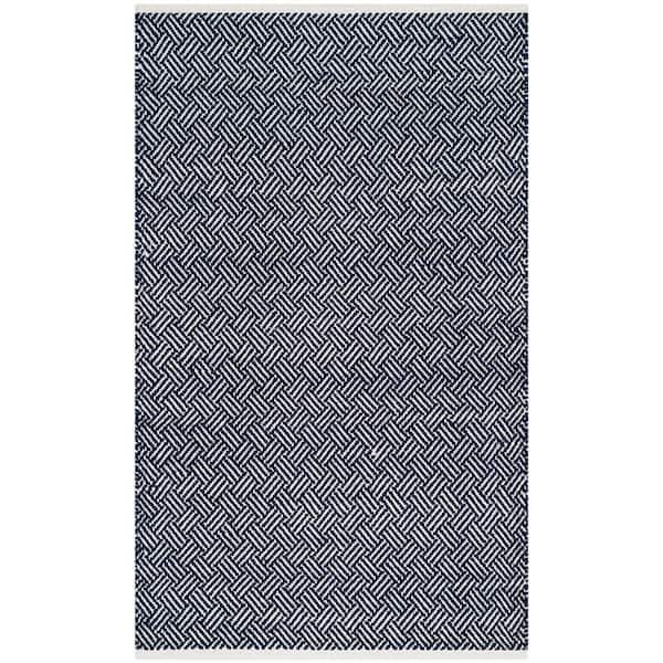 SAFAVIEH Boston Navy Doormat 3 ft. x 5 ft. Solid Gradient Geometric Area Rug
