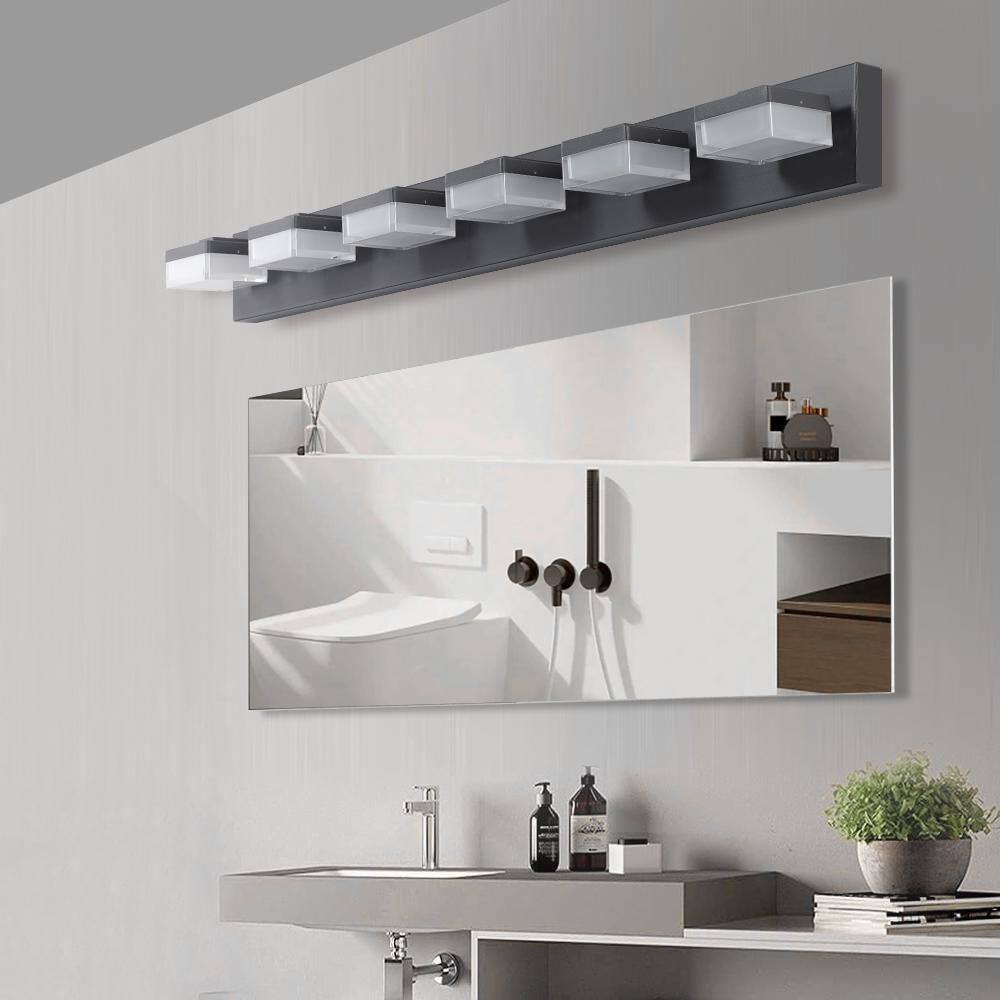 Modern 38 in. 6-Light Black Acrylic LED Mirror Vanity Light Fixture for Bathroom and Makeup Tables price history on PriceWatchPro