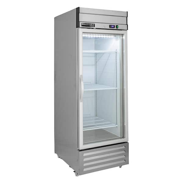 Unbranded V-Series 1-Glass Door Reach-In Refrigerator, Bottom Mount, 27 Watt, 19 cu. ft. Capacity, in Stainless Steel