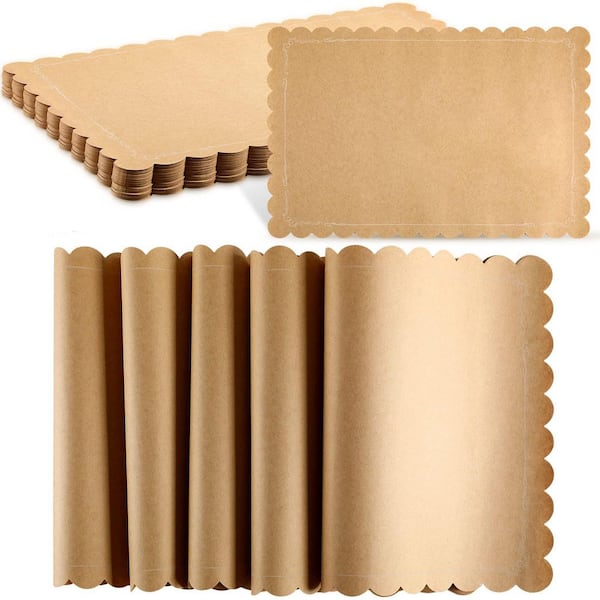 200-Piece 11 in. x 17 in. Disposable Brown Kraft Paper Place Mats Paper Placemat for Wedding Anniversary Party Kitchen