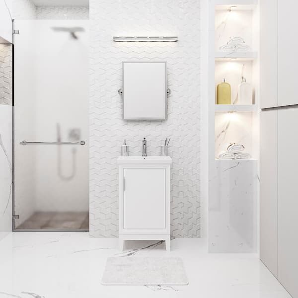 Elsa 20.5 in. W x 16 In. D Bath Vanity in Pure White with Ceramics Vanity Top in White with White Basin