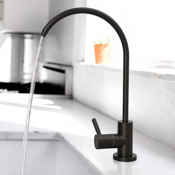 Round Single Handle Beverage Faucet for Water Filtration System in Matte Black
