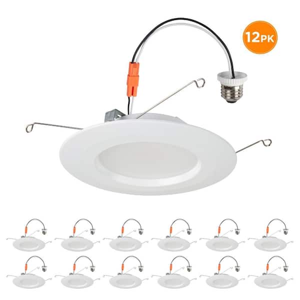 6 in. Retrofit 2700K-5000K Remodel Integrated LED Recessed Light Trim Downlight Dimmable (12-Pack)