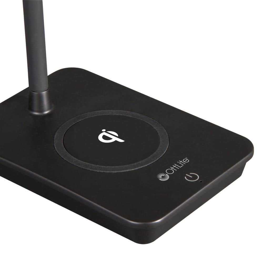 Black Adjustable LED Desk Lamp with Wireless Charging Base