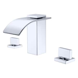 Contemporary 8 in. Widespread 2-Handle Bathroom Sink Faucet in Chrome Finish