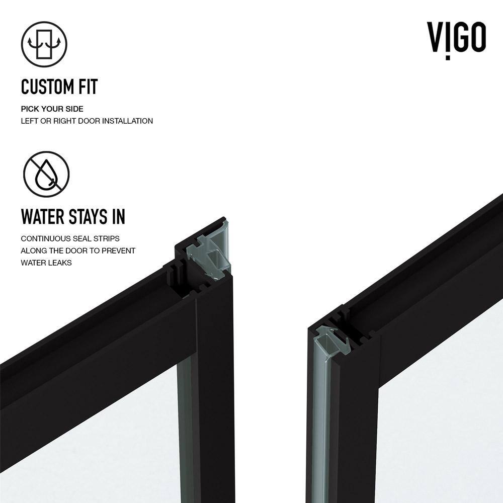 Meridian 60" Matte Black and Clear Grid Glass Shower Door