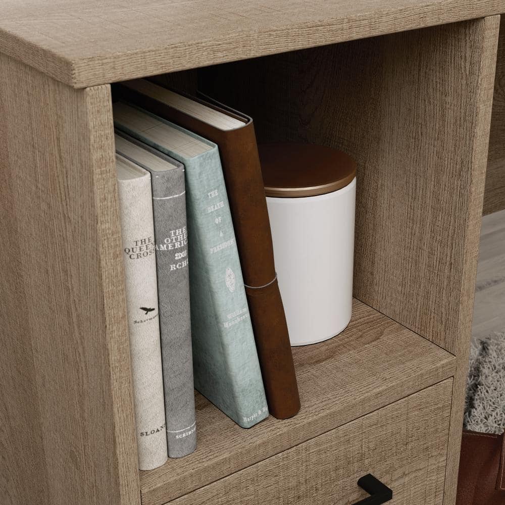 Summer Oak L-Shaped Corner Desk with Drawer and Filing Cabinet