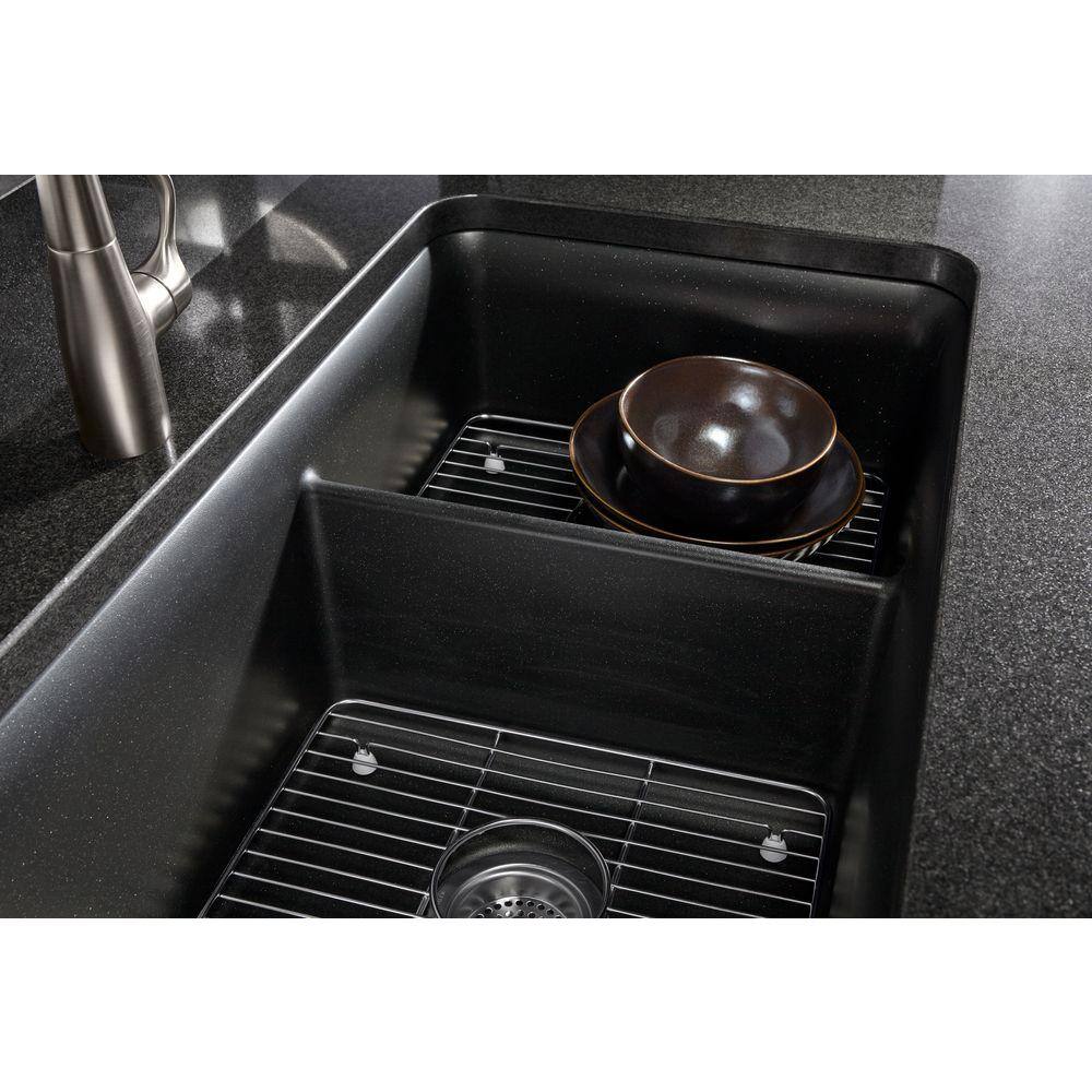 Matte Brown Stone Double Bowl Undermount Kitchen Sink