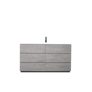 Angeles 60 in. W Vanity in Cement Gray with Reinforced Acrylic Vanity Top in White with White Basin