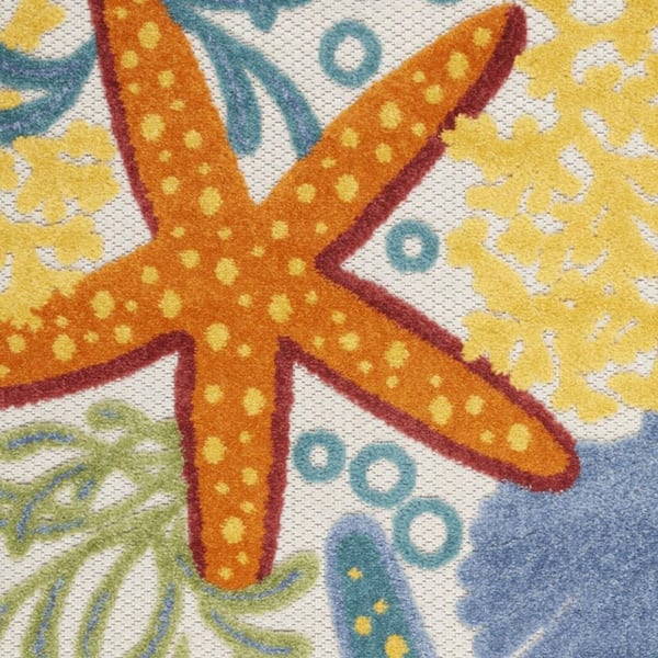 Blue, Yellow 3 ft. x 4 ft. Woven Polypropylene Indoor/Outdoor Area Rug
