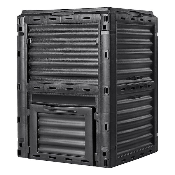 80 Gal. Garden Compost Bin BPA Free Large Capacity Lid and Bottom Door Composter Easy Assembling Lightweight (1-Pack)