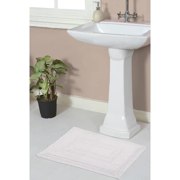 Opulent Reversible 100% Cotton Bath Rug Set, 17x24 Rectangle, White
