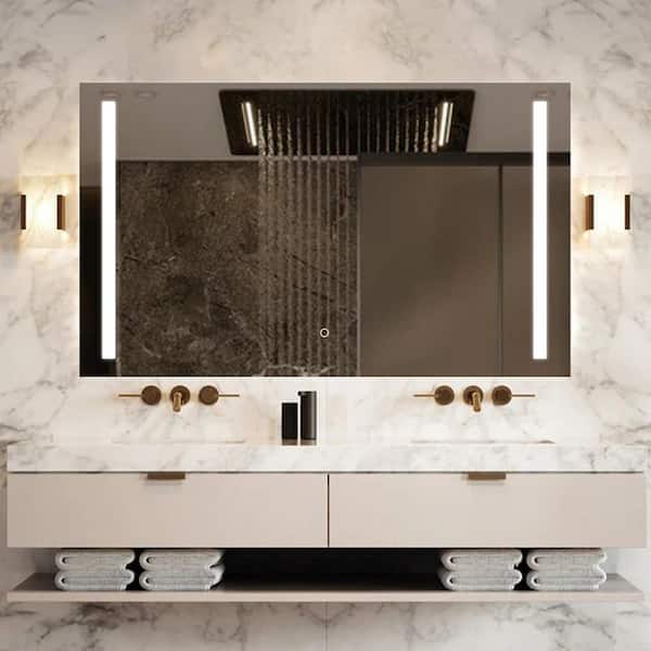 36 in. W x 60 in. H Rectangular Front Light LED Frameless Wall Mirror Bathroom Vanity Mirror