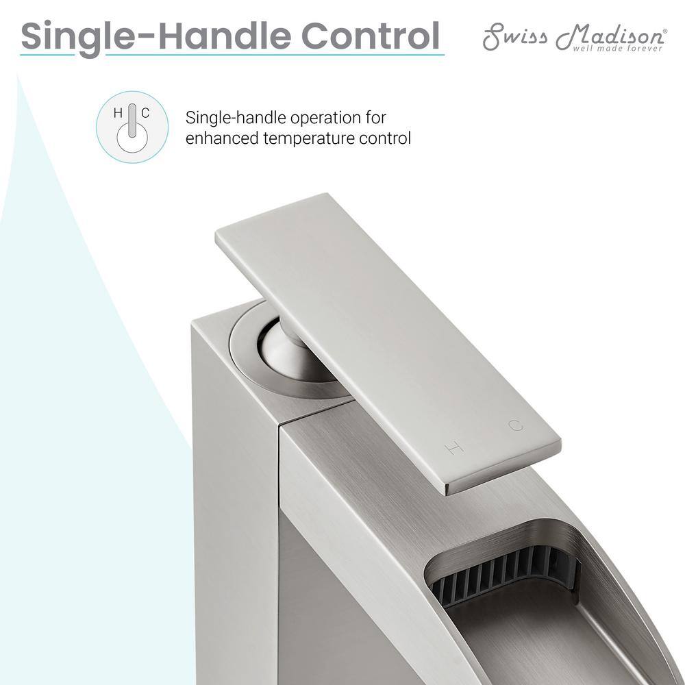 Brushed Nickel High Arc Waterfall Bathroom Faucet