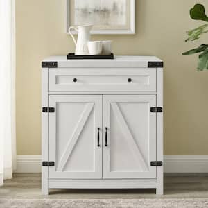 Barnwood Collection 30 in. Brushed White Accent Cabinet with Barn Doors