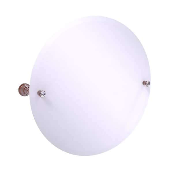 Allied Brass Carolina Crystal 22 in. W x 22 in. H Round Frameless Tilt Wall Bathroom Vanity Mirror in Antique Copper with Bev. Edge