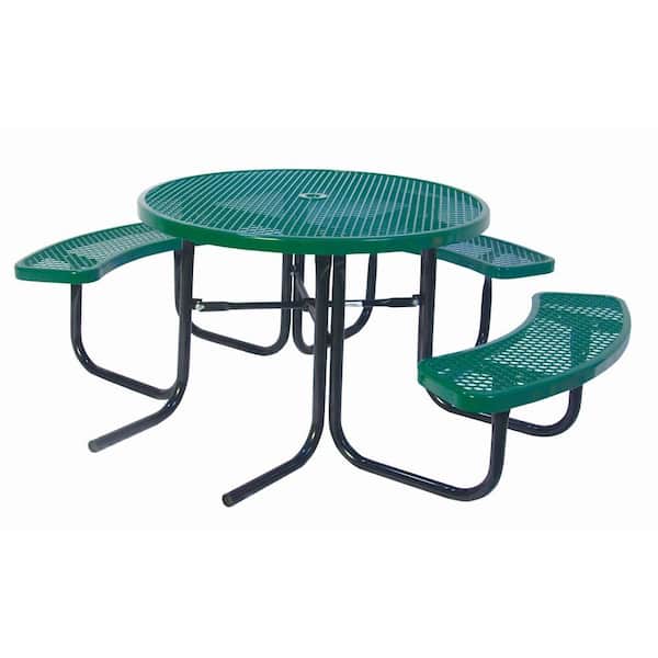 Round Ada Picnic Table Lc5250a Green, Round Commercial Picnic Tables
