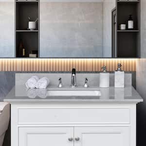 31 in. W x 22 in. D Engineered Solid Surface Calacatta Cultured Marble Vanity Top in Gray with Rectangular Single Sink