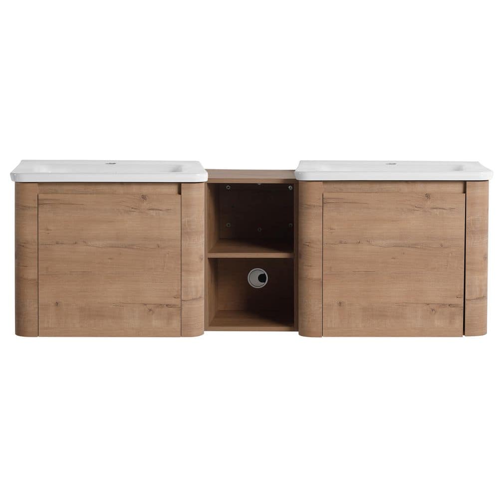 60 in. Single Sink Floating Brown Bath Vanity with Ceramic Sink Top price history on PriceWatchPro