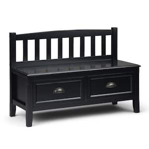 Burlington Solid Wood 42 in. Wide Transitional Entryway Storage Bench with Drawers in Black